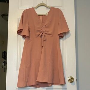 Entro Blush V-Neck Dress with Tie Accent
